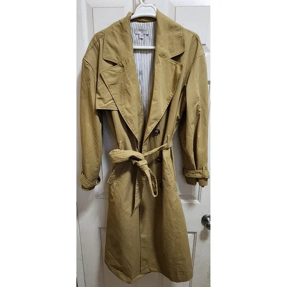 Nili Lotan Women's XL Classic Tan Double Breasted Belted Trench Coat Luxury Chic - Picture 2 of 8